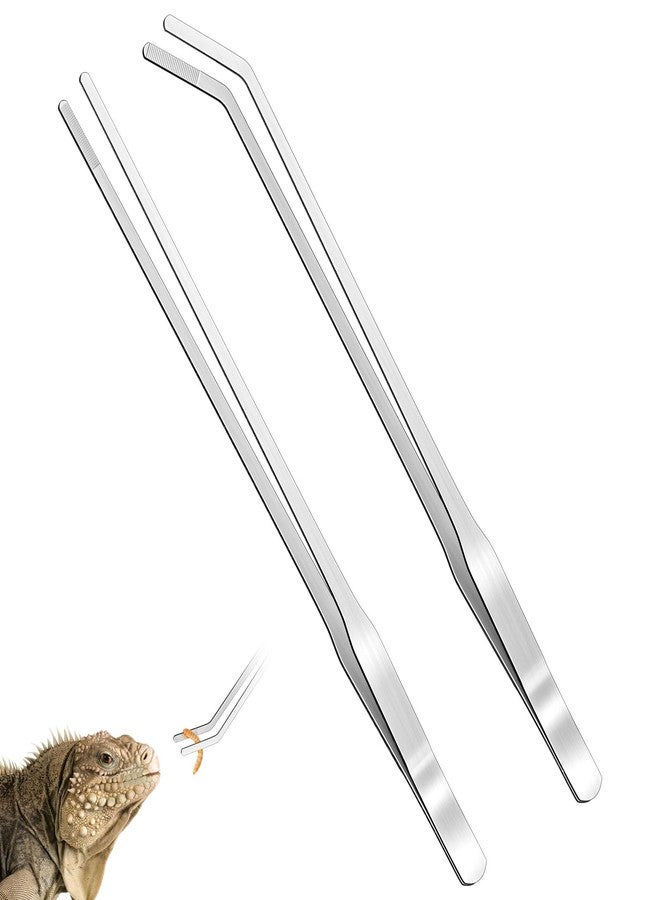 Pawfly 2 Pack Long Tweezers, 11" Aquarium Tweezers, Straight & Curved Reptile Feeding Tongs, Stainless Steel Aquarium Tongs, Aquascape Tools for Fish Tank, Plant & Terrarium - Image 1